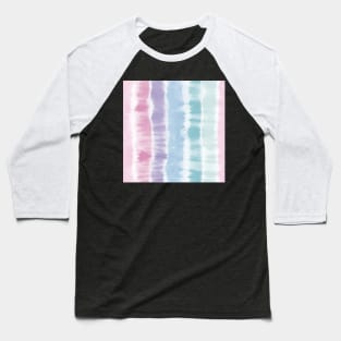 Tie dye shibori, vertical stripes in pastel pink, purple and teal Baseball T-Shirt